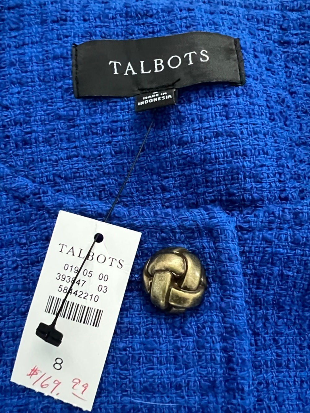 NWT Talbot’s Women’s Cobalt Blue Tweed Tie-Waist Jacket Blazer - Size 8 - Picture 10 of 16